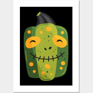 Spooky Pumpkin Green Posters and Art